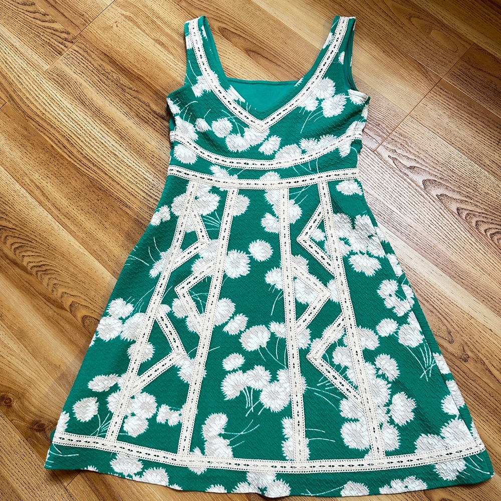 Floral Green and White Dress